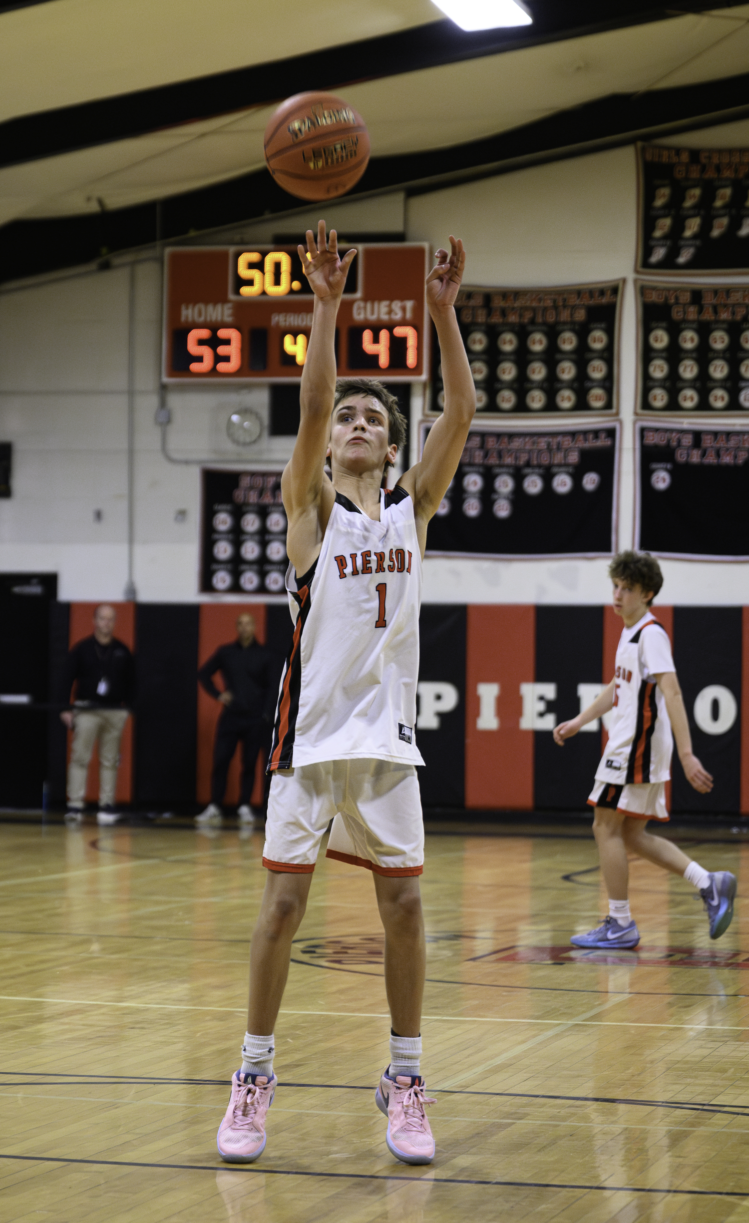 Joel Mather shoots a free throw late.  MARIANNE BARNETT