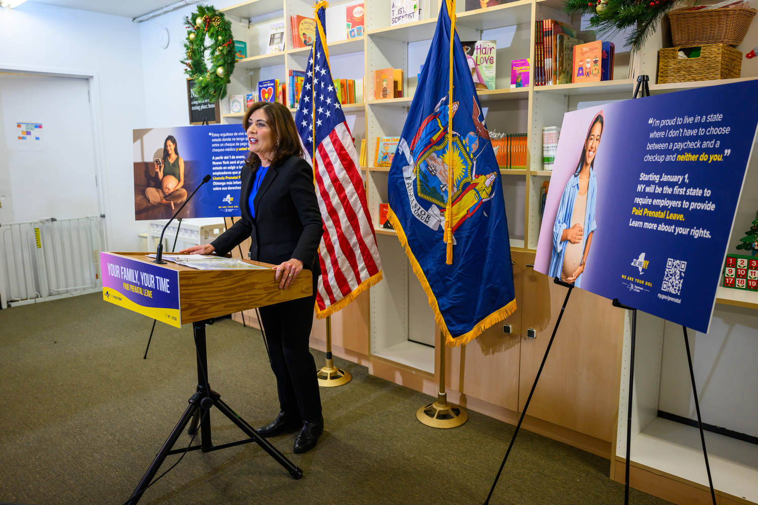 Governor Kathy Hochul kicks off a statewide campaign to raise awareness of New York’s first-in-the-nation paid prenatal leave policy, effective January 1. SUSAN WATTS/OFFICE OF GOVERNOR KATHY HOCHUL