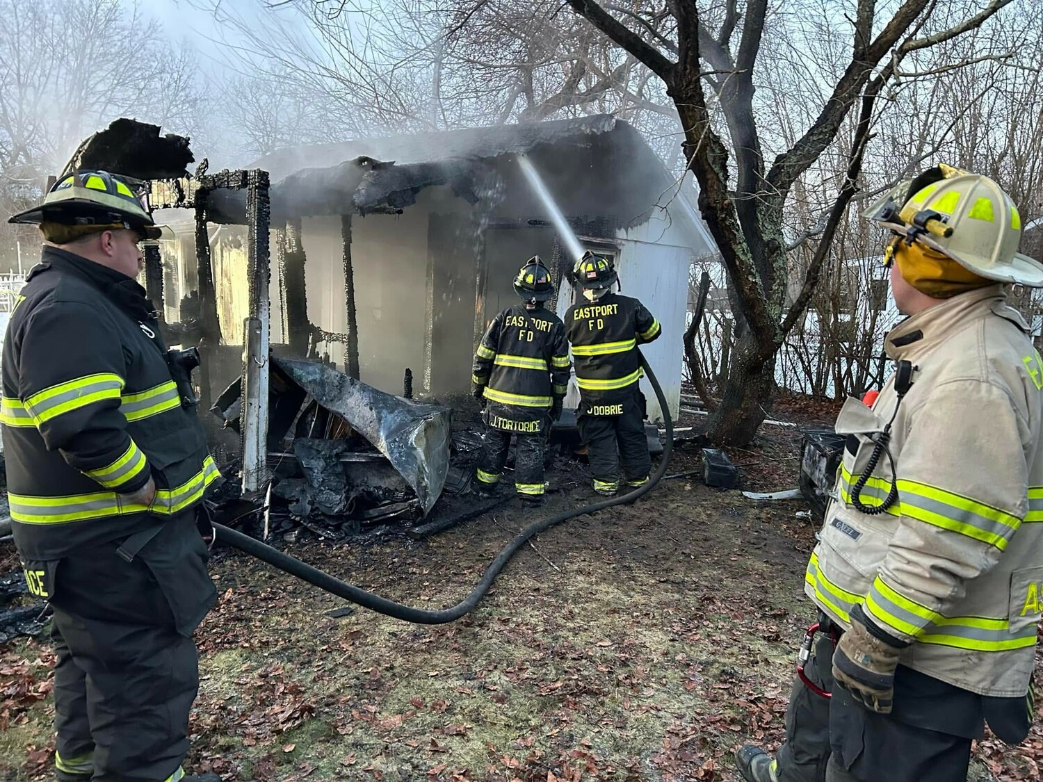 Firefighters from the Eastport, Westhampton and East Moriches fire departments saved a Remsenburg house from destruction on January 21.