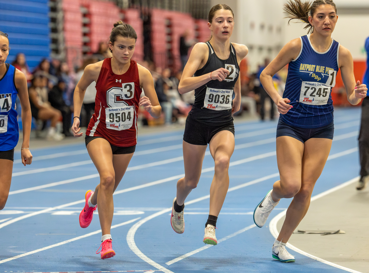 Southampton senior Emma Suhr at the start of the 1,000-meter race.   RON ESPOSITO