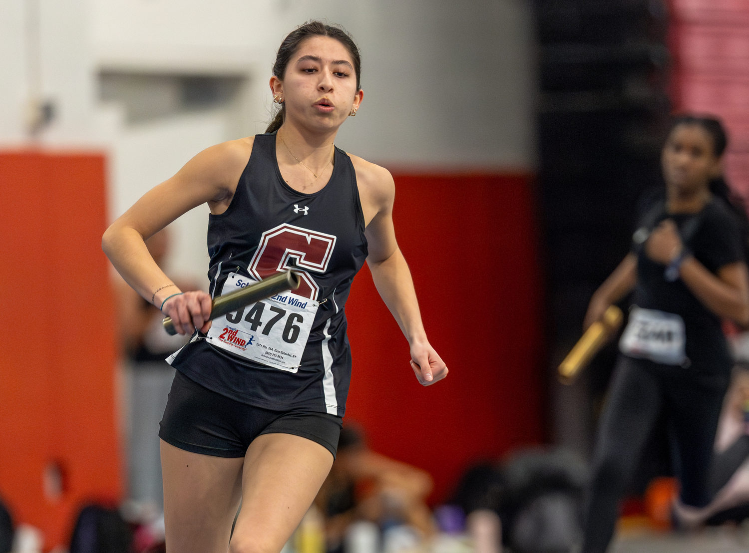 Southampton sophomore Sara Calderon-Buitrago running in the 4x400-meter relay.   RON ESPOSITO