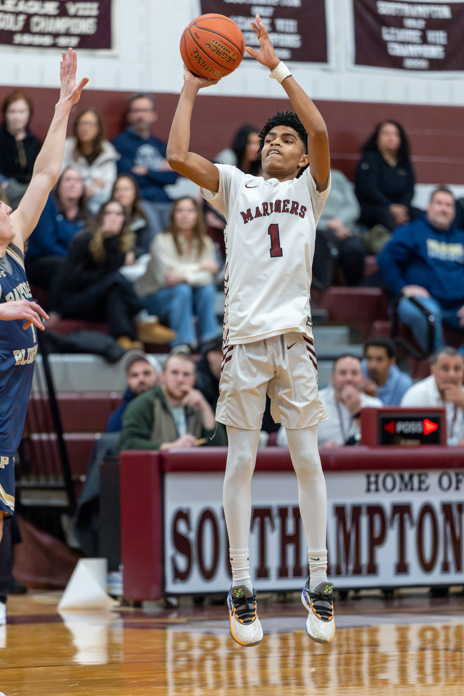 Southampton senior Tyson Reddick shoots a three-pointer. He finished with a program record 11 made three and a career-high 37 points.   RON ESPOSITO/SOUTHAMPTON SCHOOL DISTRICT