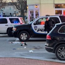 A pedestrian was struck be a car at the corner of Main Street and Nugent Street in Southampton Village on Tuesday. MICHAEL WRIGHT