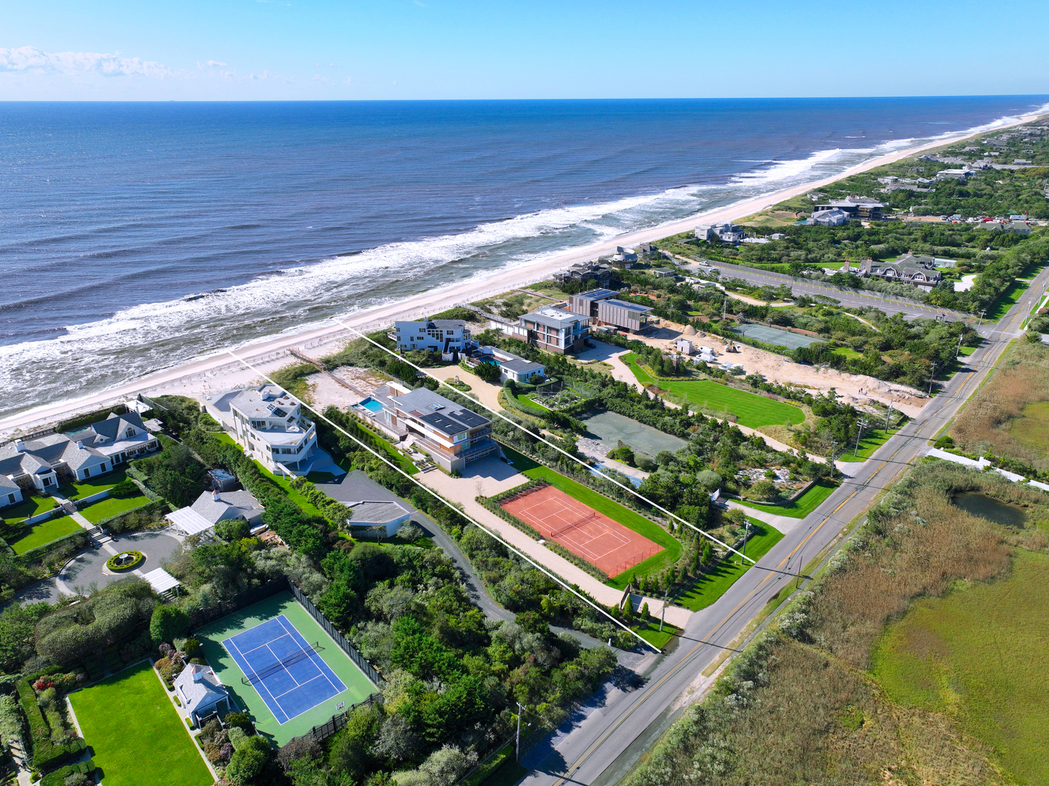 2024's No. 1 Hamptons sale west of the Shinnecock Canal, 182 Dune Road in Quogue. AERIAL HAMPTONS