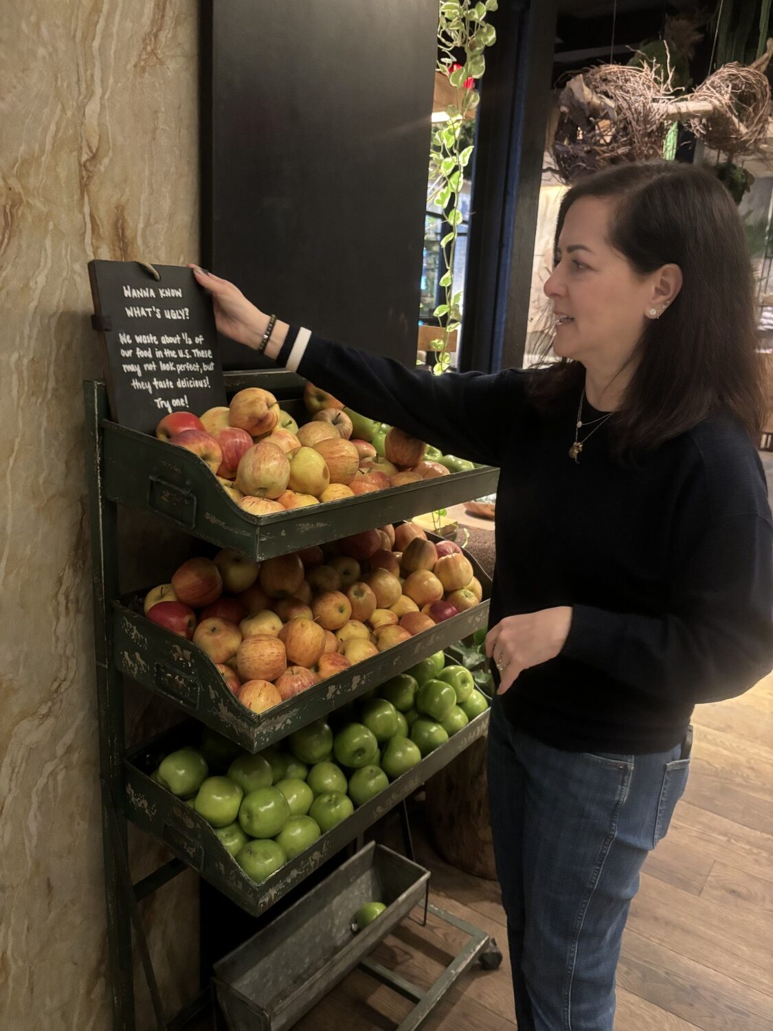 1 Hotel only serves complimentary apples because that’s the only fruit locally in season during winter, then they go one step farther offering “ugly fruit” apples (fruit that is good, but stores would reject due to imperfections). JENNY NOBLE