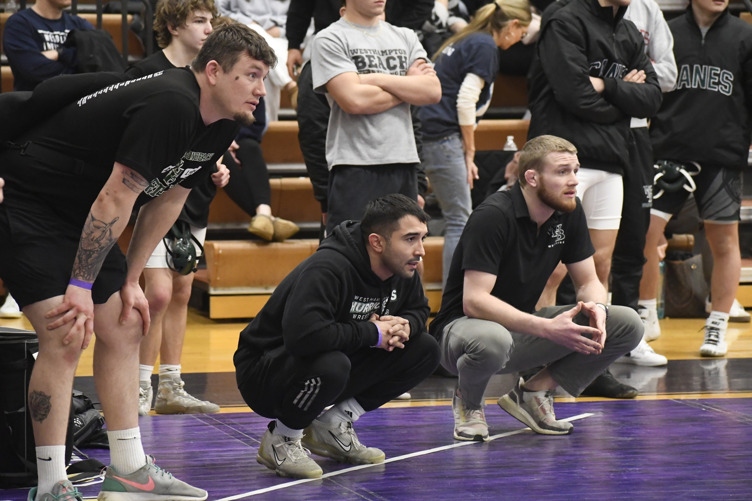 Hurricane coaches watch on from their corner in the league finals.  DREW BUDD