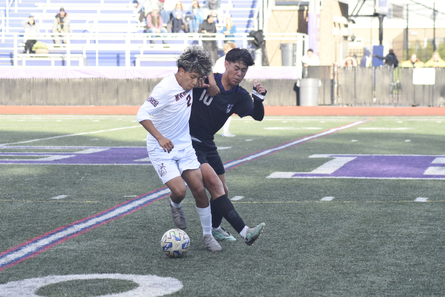 Rolando Bonilla Reyes playing in a game at Hampton Bays this past season.    DREW BUDD