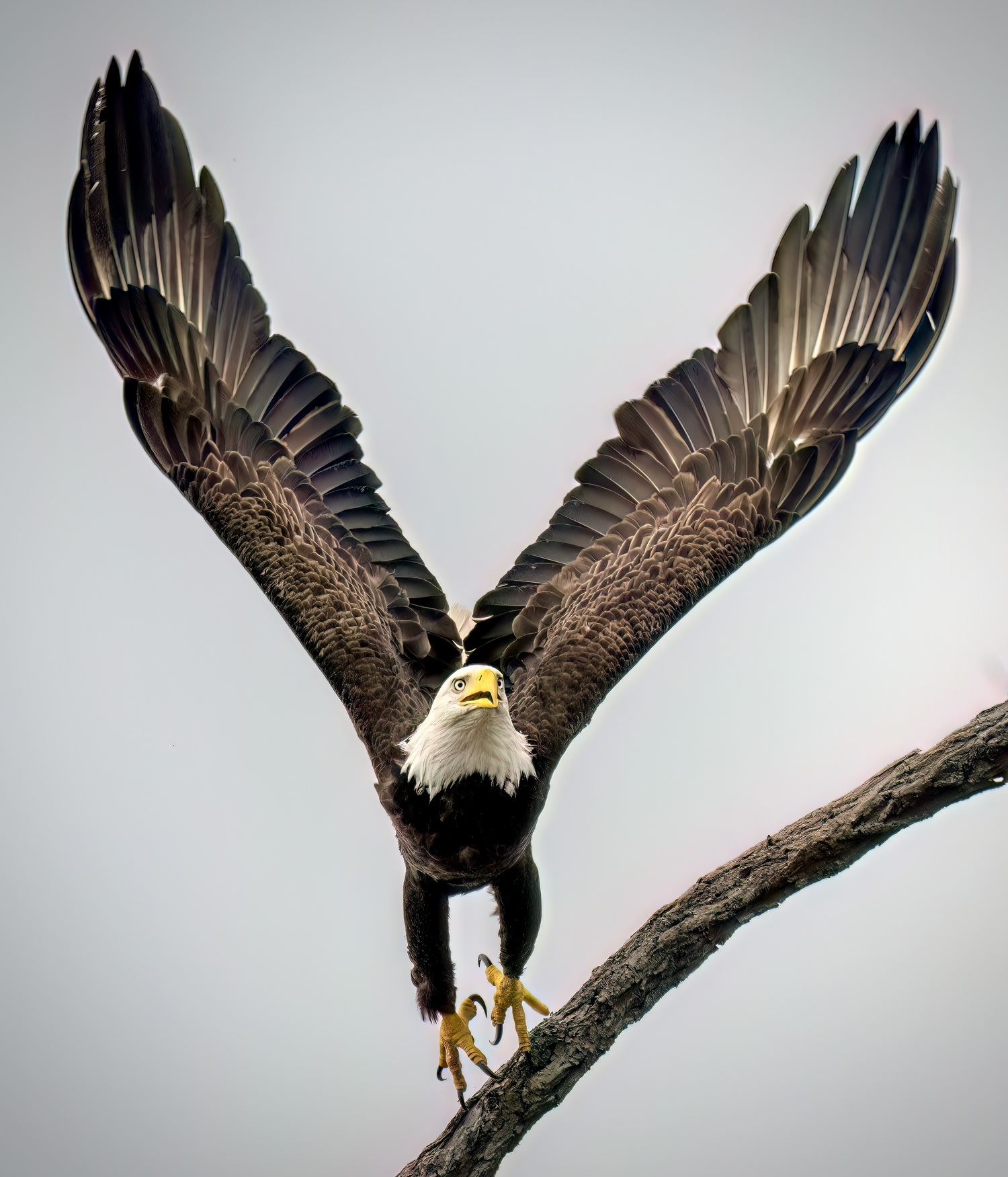 An eagle taking off from a branch in Sag Harbor.   MARIANNE BARNETT