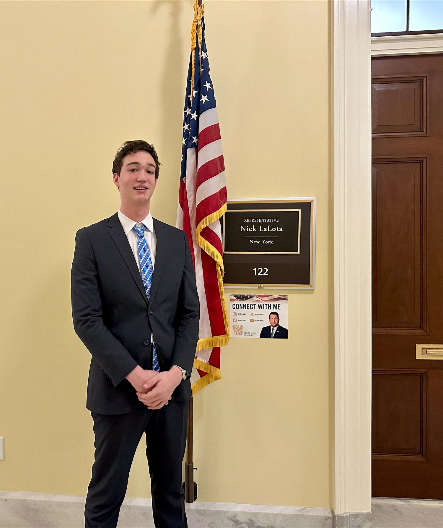 SUNY Oneonta junior Brandon Cirincione, a political science and economics dual major from East Quogue is interning this semester in Washington, D.C., with U.S. Representative Nick LaLota. COURTESY SUNY ONEONTA