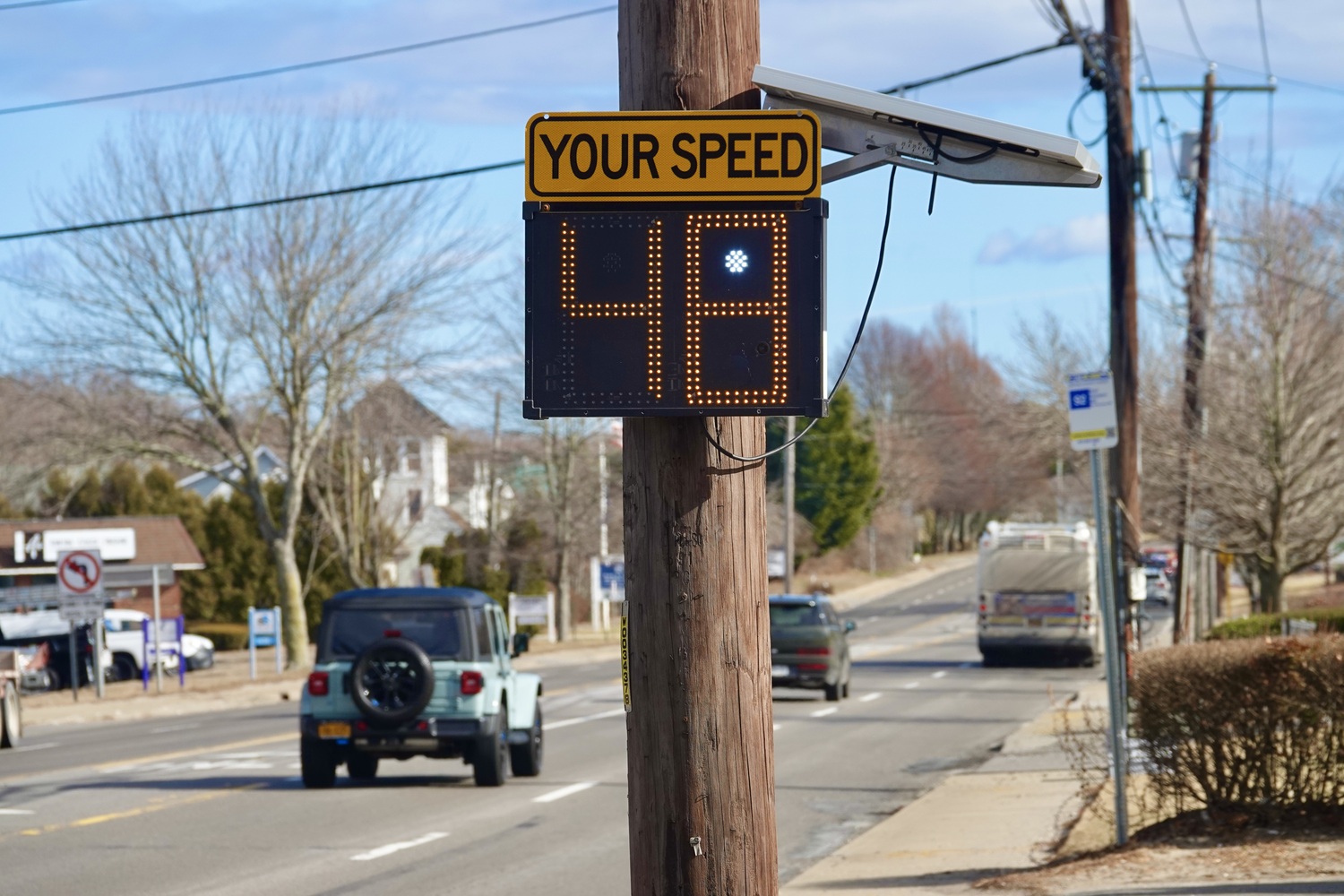 A new speed monitoring sign mounted on the eastbound lane has already shown some improvement in speeds, Councilman Michael Iasilli said he has been told by some constituents. MICHAEL WRIGHT