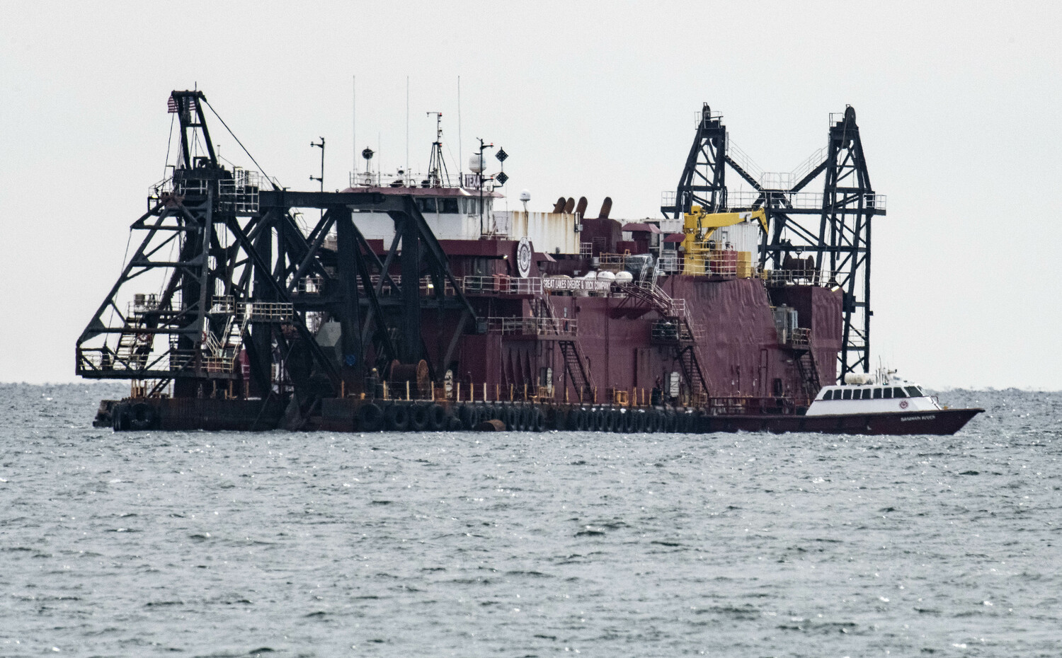 The Great Lakes Dredge & Dock Co. Dredge Co. 
Texas off Peters Pond in Sagaponack on the afternoon of February 11. DOUG KUNTZ