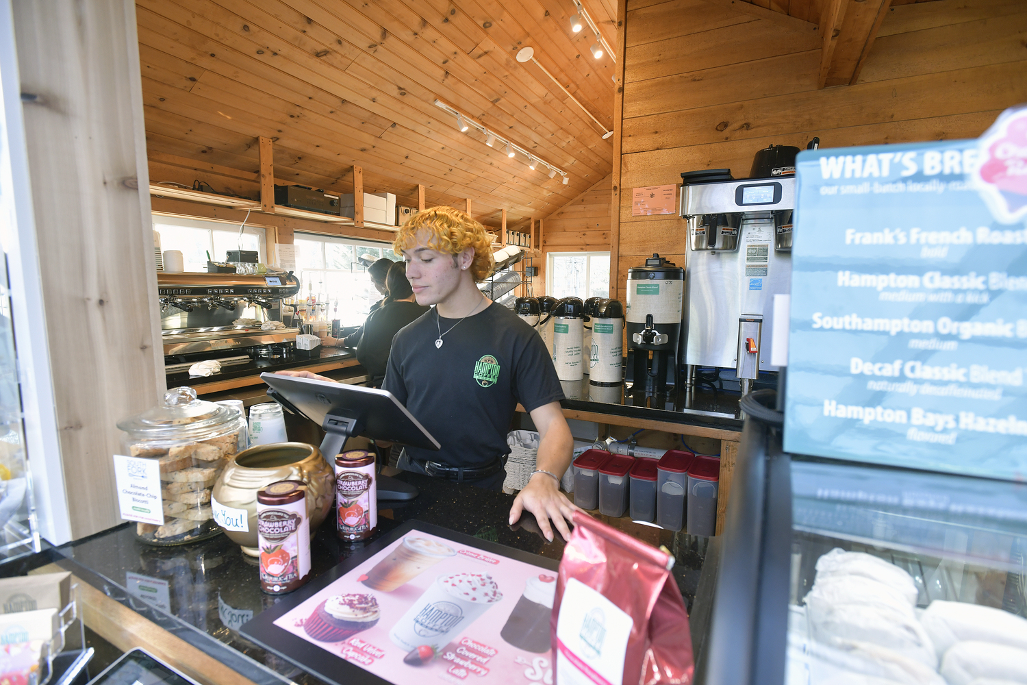 The newly opened Hampton Coffee Company espresso bar and café on Shinnecock Road in Hampton Bays.   DANA SHAW