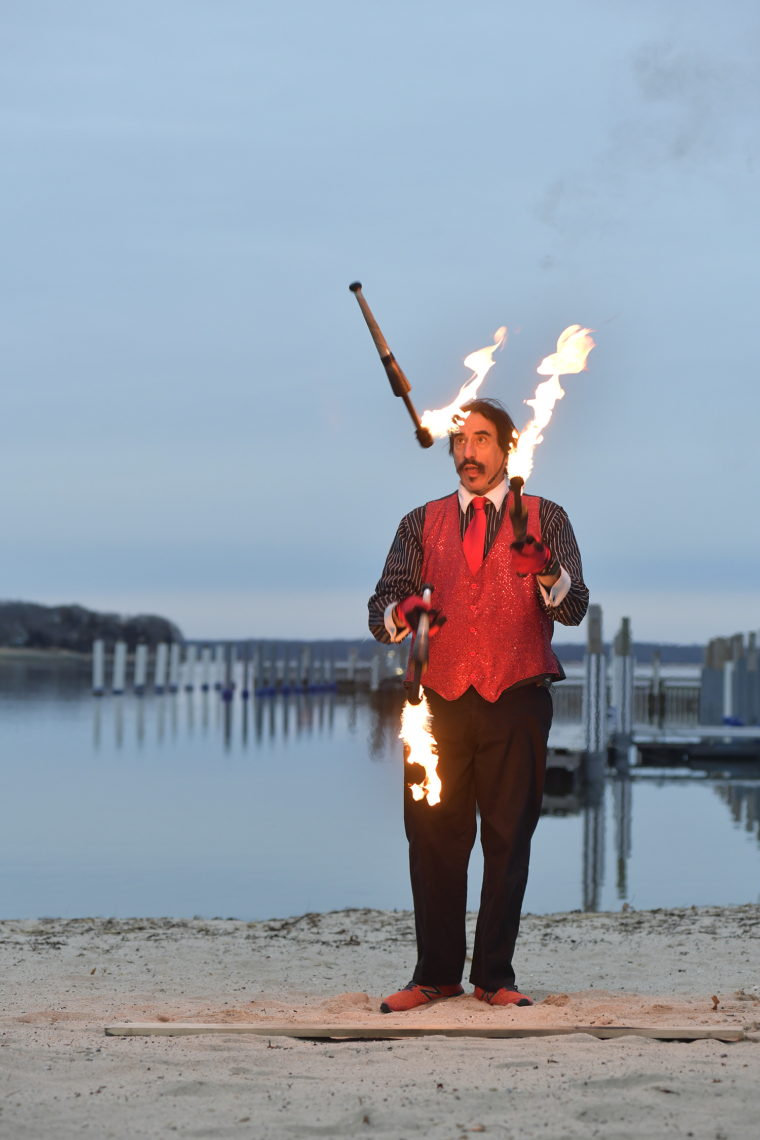 Keith Leaf performs on Windmill Beach on Saturday night.  DANA SHAW