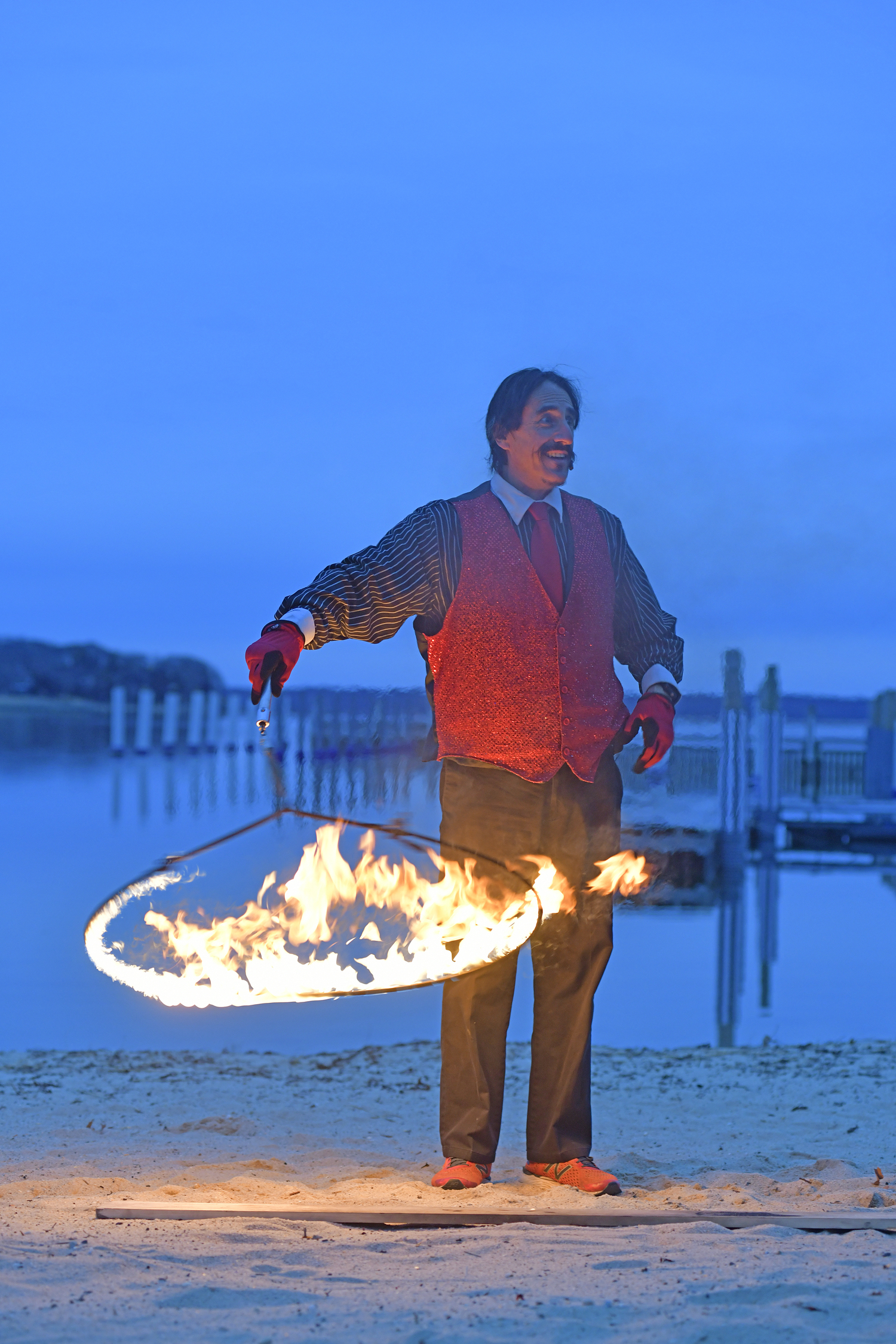 Keith Leaf performs on Windmill Beach on Saturday night.  DANA SHAW