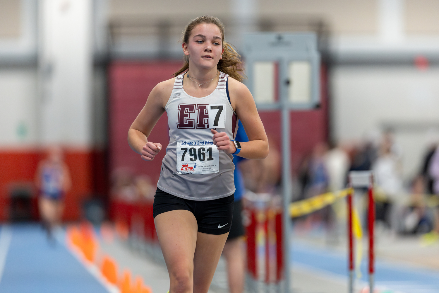 Greylynn Guyer broke a six-year school record in the 3,000-meter race on Sunday.   RON ESPOSITO