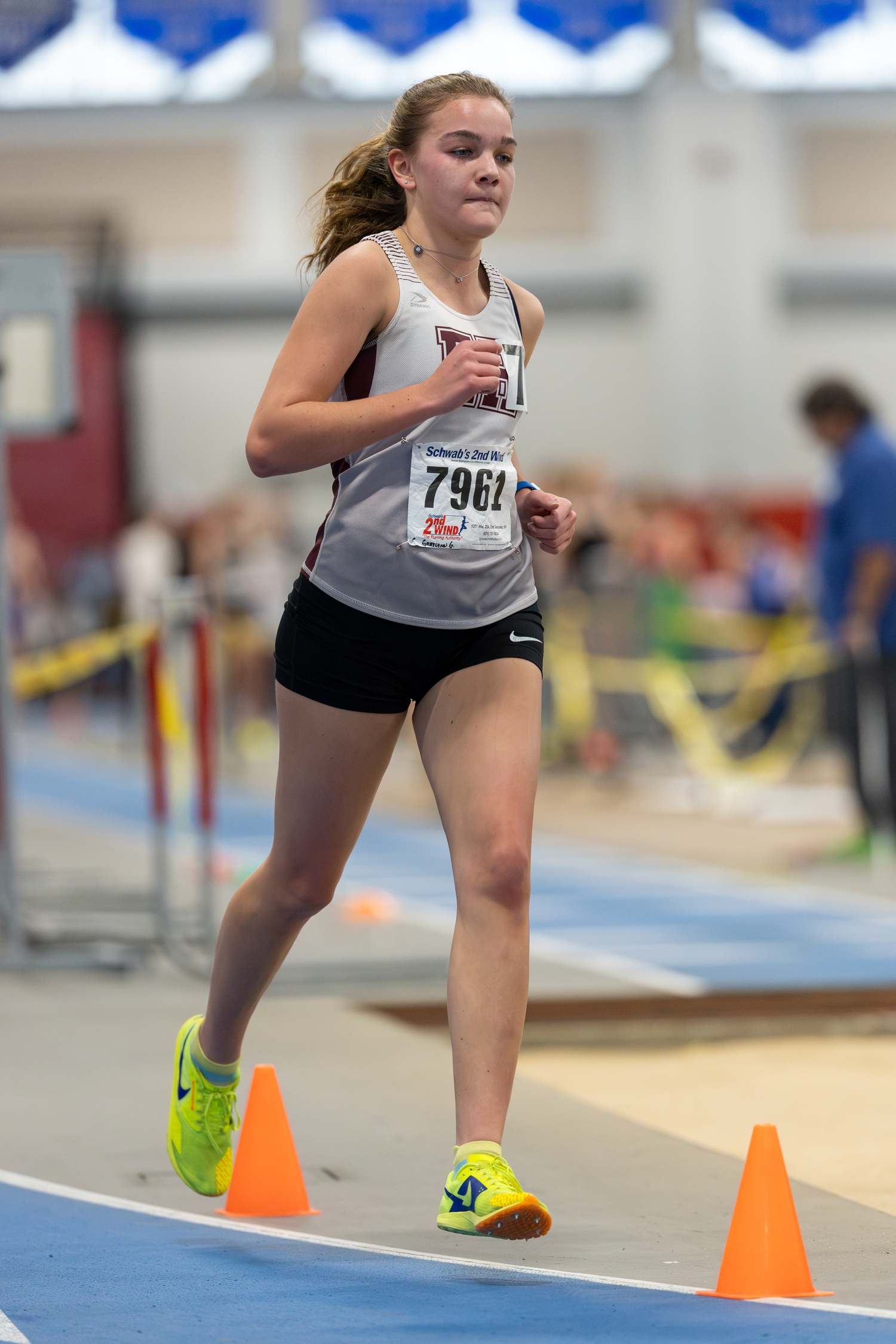 Greylynn Guyer broke a six-year school record in the 3,000-meter race on Sunday.   RON ESPOSITO