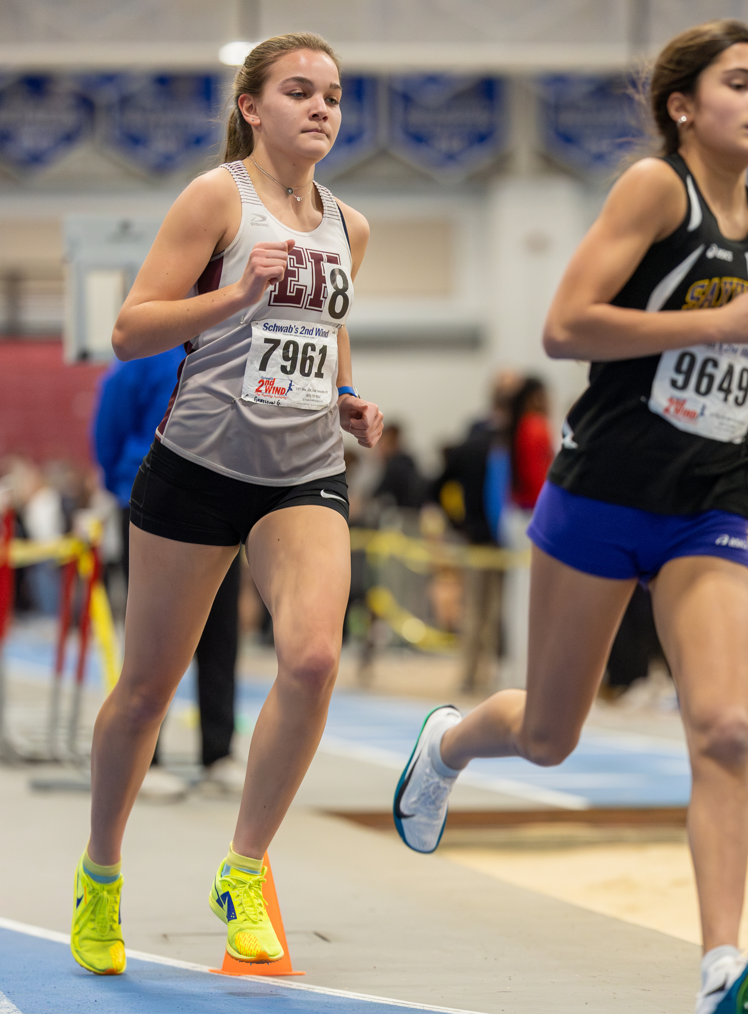 Pierson senior Greylynn Guyer ran in the 3,200-meter race at the state qualifier on February 11.  RON ESPOSITO