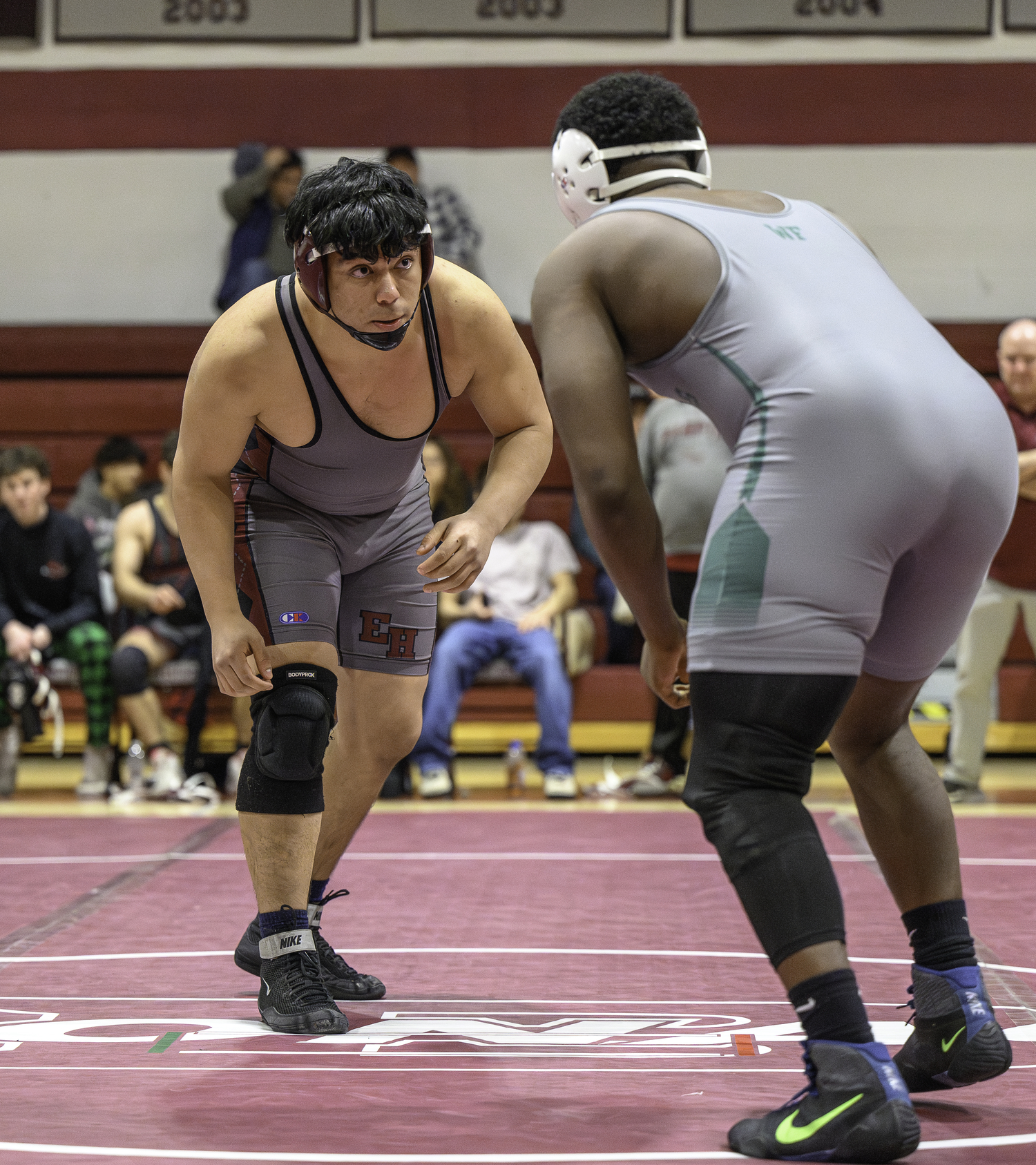 East Hampton's Juan Espinoza looks for an opening on William Floyd's Josiah Lors.  MARIANNE BARNETT