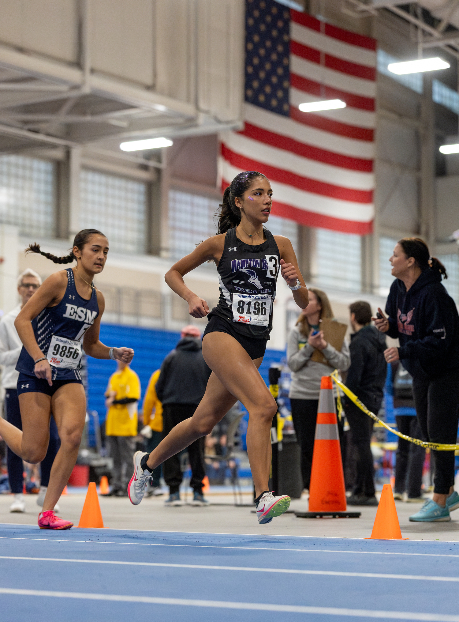 Hampton Bays senior Sofia Galvan in the 1,500-meter race on Sunday.   RON ESPOSITO