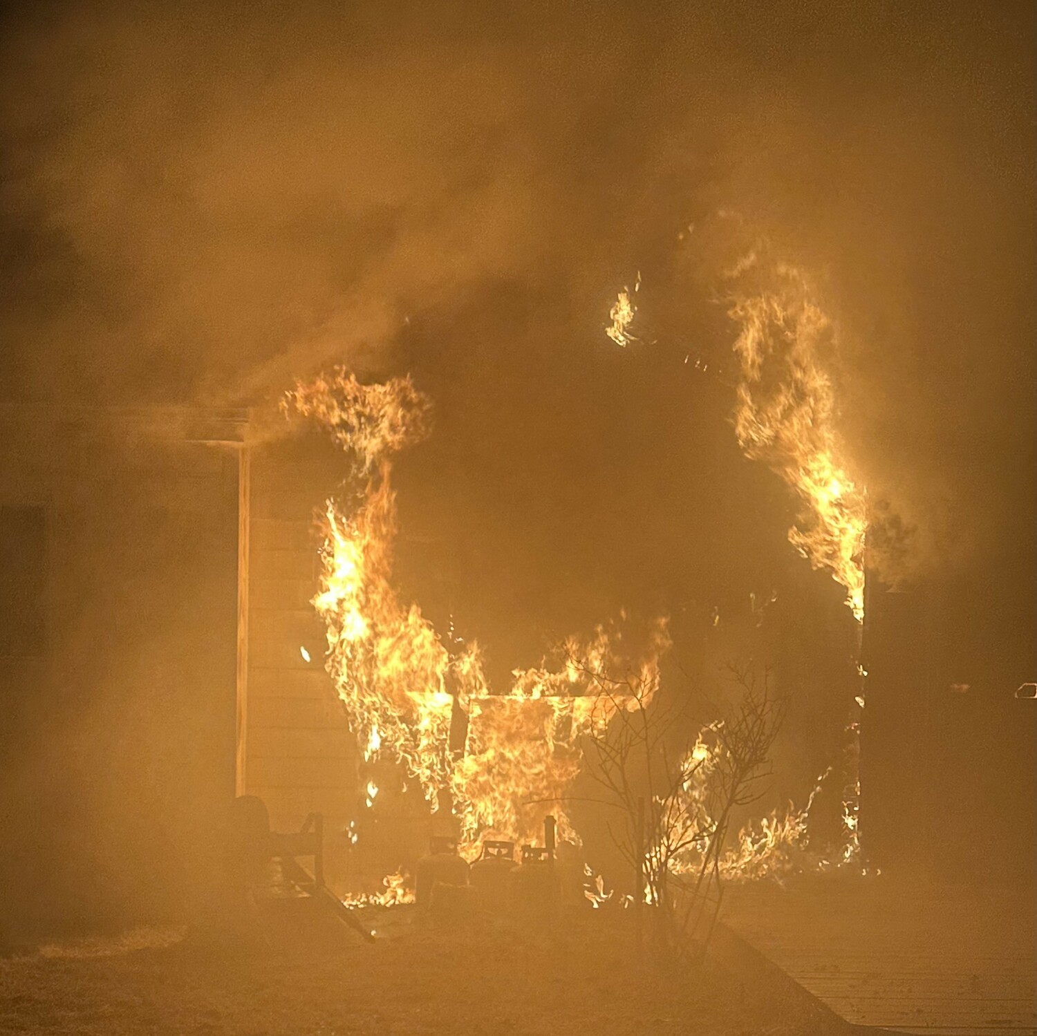 The Hampton Bays Fire Department, with assistance from other local departments, battled a blaze at a home on Linda Lane just after midnight on February 1. CHIEF RICK NYDEGGER