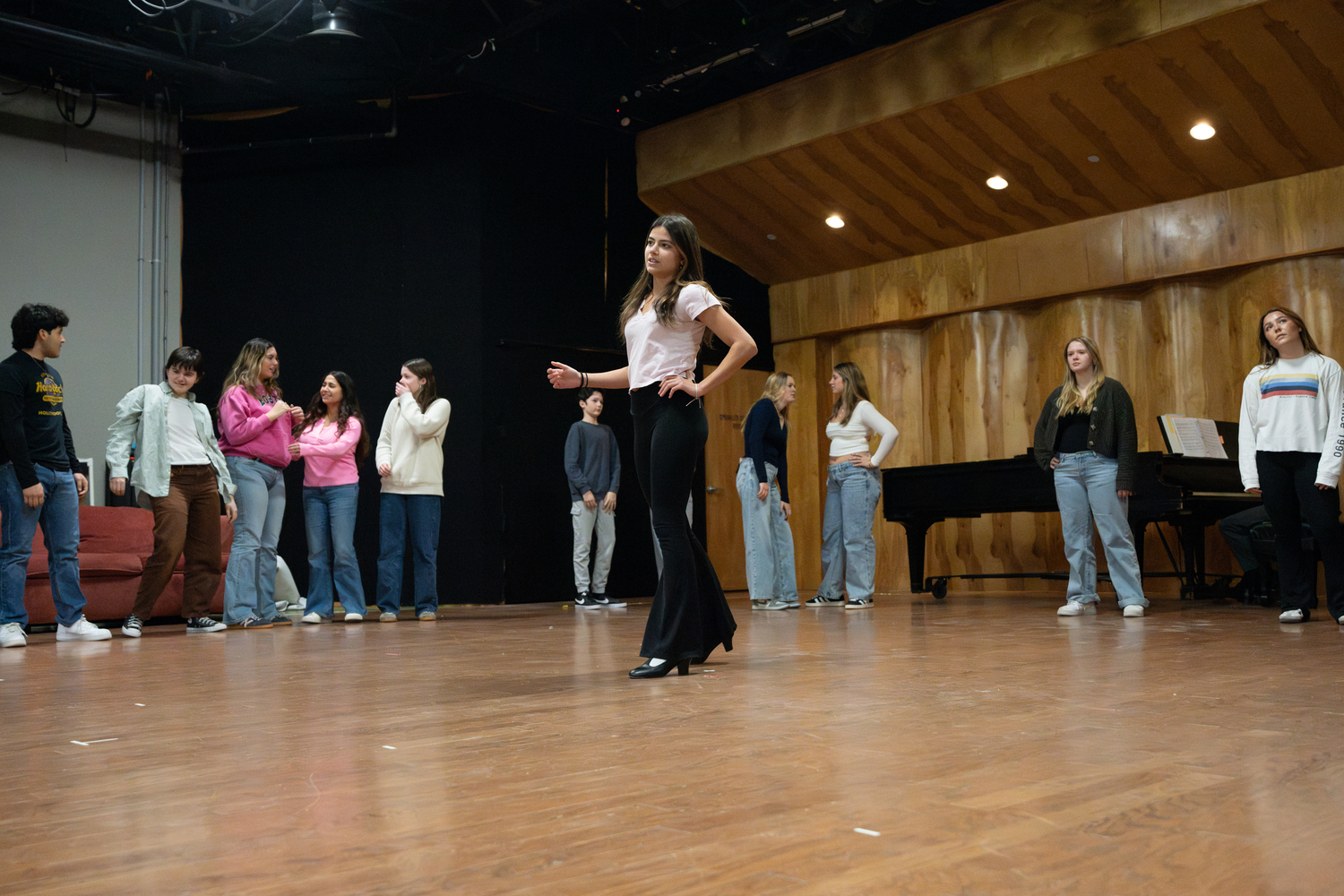 Southampton High School students take a master class from Kate Rockwell, who originated the Broadway role of Karen Smith in 