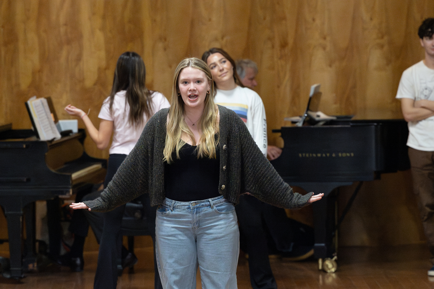 Southampton High School students take a master class from Kate Rockwell, who originated the Broadway role of Karen Smith in 