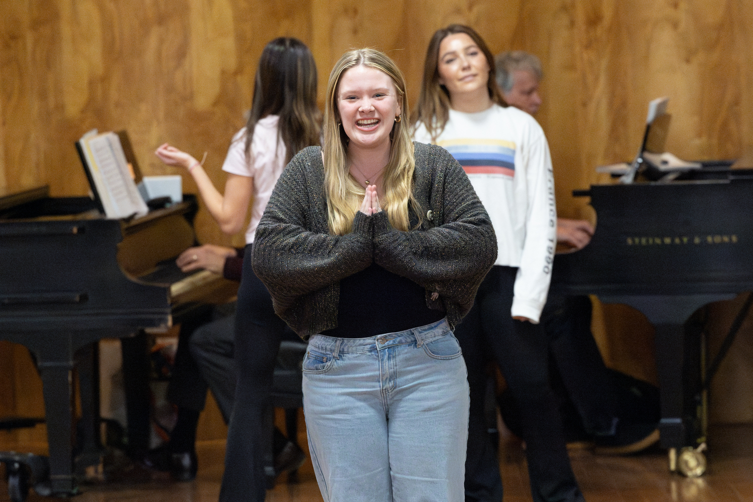 Southampton High School students take a master class from Kate Rockwell, who originated the Broadway role of Karen Smith in 