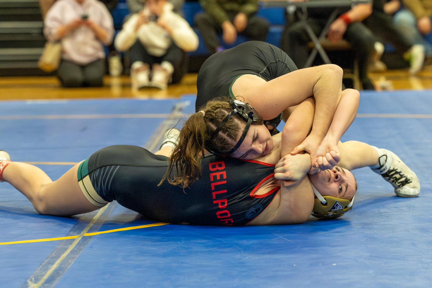 Westhampton Beach sophomore Lily Blenk won the 120-pound weight class at the Suffolk County Girls Wrestling Championships at Comsewogue on Monday.   RON ESPOSITO