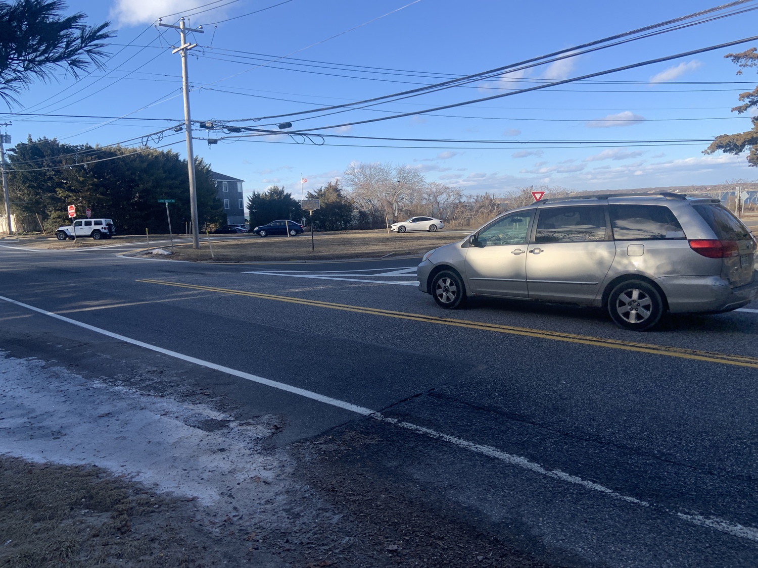 Westbound traffic on Noyac Road, like the vehicle pictured above, would have a stop sign just before Long Beach Road in Noyac under a plan proposed by Southampton Town Highway Superintendent Charles McArdle. STEPHEN J. KOTZ