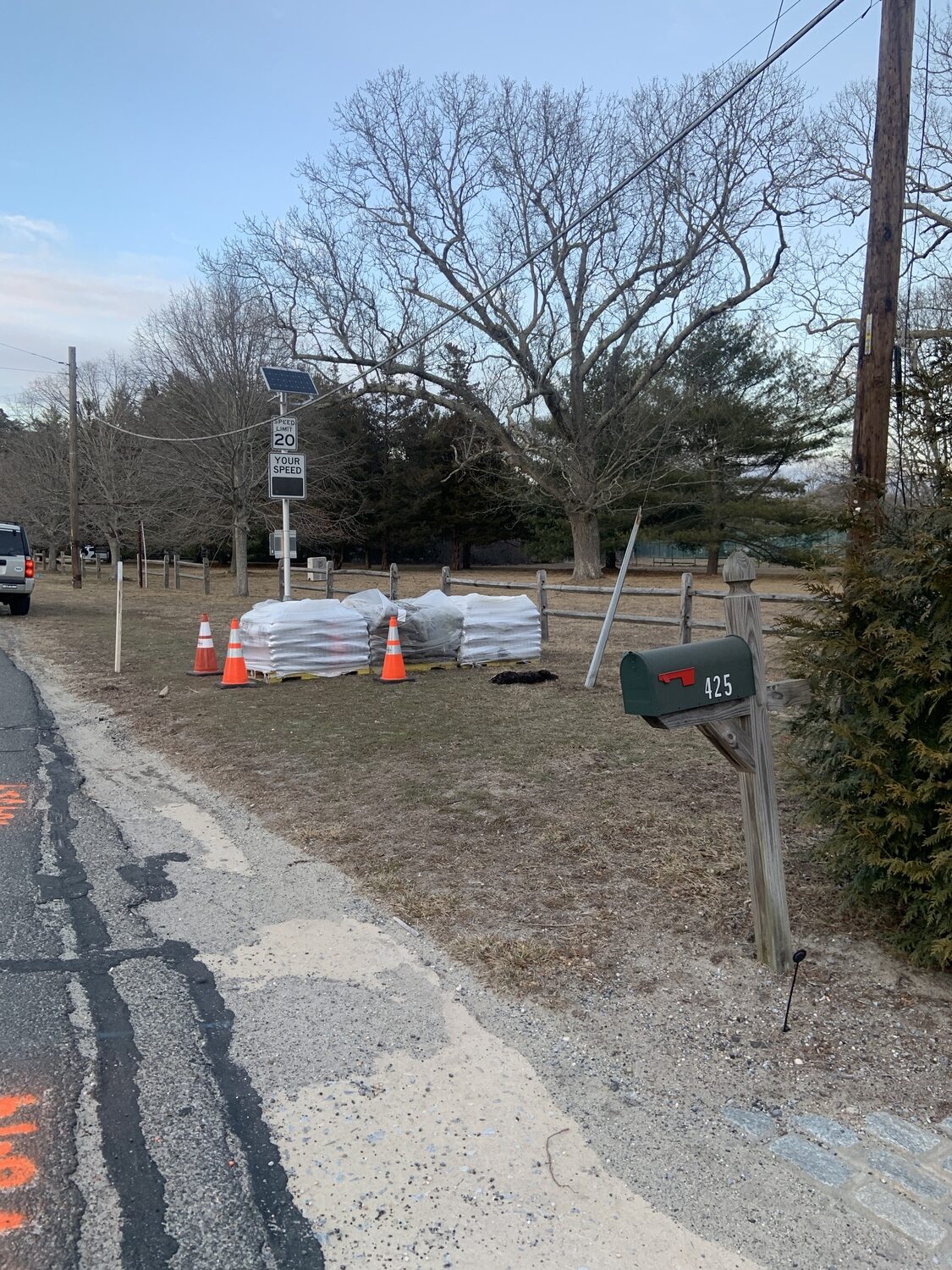 A river otter that was struck by a motor vehicle in Sag Harbor last week was initially found on the side of the road before being moved to the side by a passerby. STEPHEN J. KOTZ