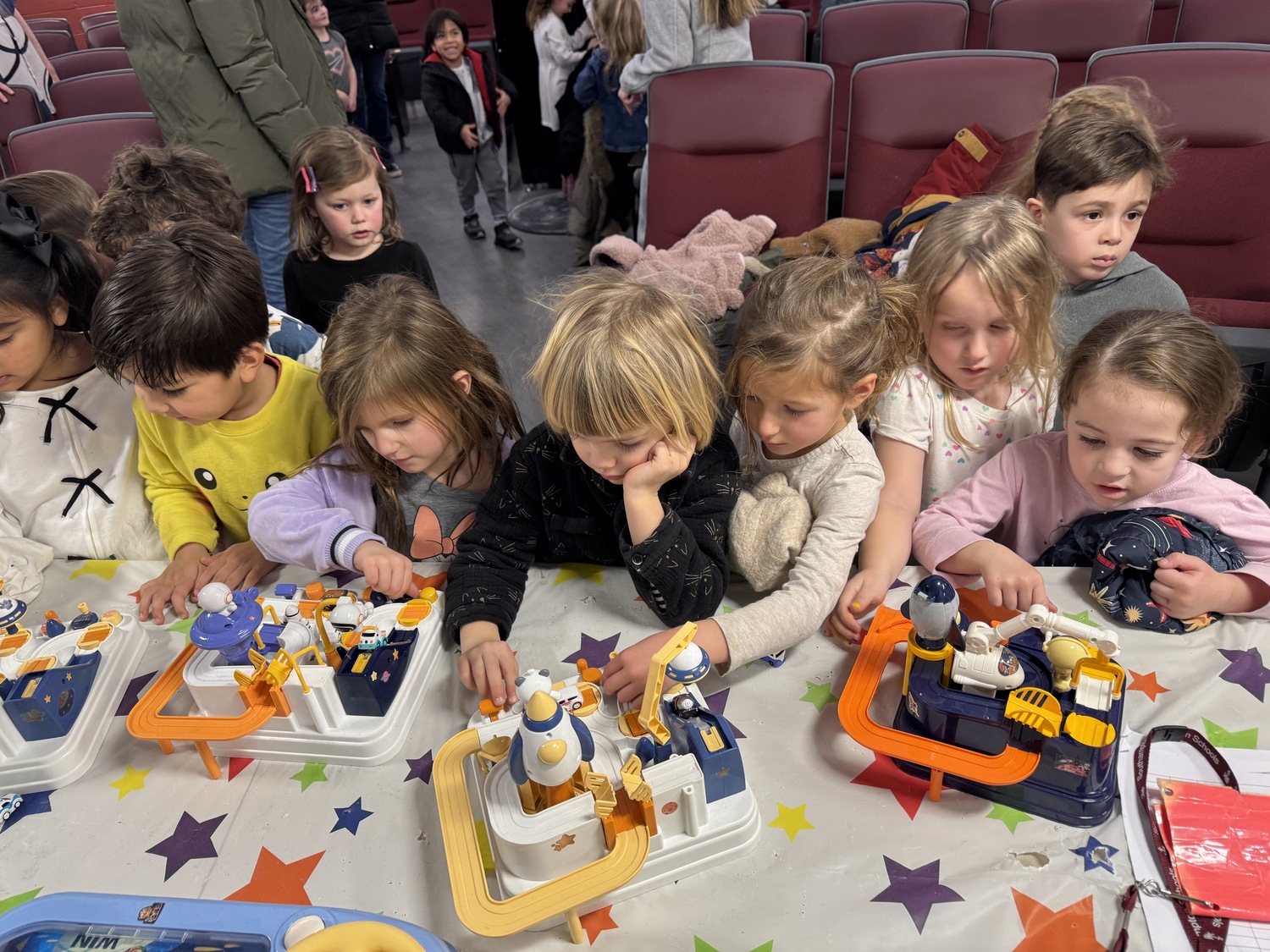 Pre-K students from the Sag Harbor Learning Center took a field trip to the planetarium at Southampton High School. John Walsh, the Southampton High School astronomy teacher, gave the students a 