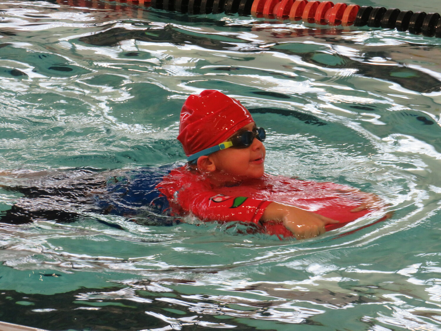 Gabriel Rincon was among the second- and third-grade students at Southampton Elementary School taking swimming lessons at the YMCA. Students worked on kicking skills using kickboards, going underwater and the backstroke. Advanced swimmers swam laps and learned how to dive. “We feel it is important for our students to learn water safety and how to swim,” said Athletic Director Darren Phillips. “We are surrounded by water, and many students have never been in a pool or the ocean and don’t know how to swim or what to do if they fell into a pool.” COURTESY SOUTHAMPTON SCHOOL DISTRICT