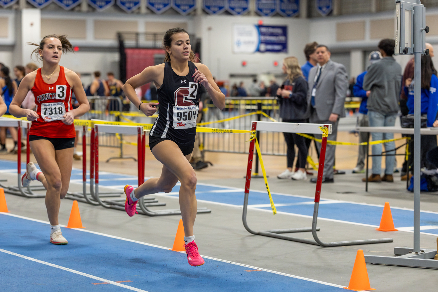 Southampton senior Emma Suhr in the 1,000-meter race on February 11.   RON ESPOSITO