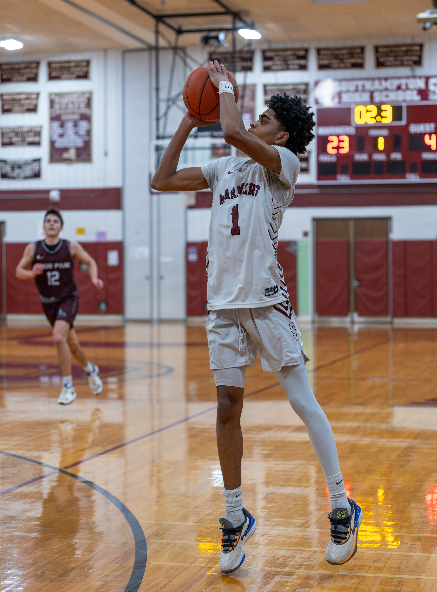 Southampton senior Tyson Reddick puts up a three-pointer.  RON ESPOSITO/SOUTHAMPTON SCHOOL DISTRICT