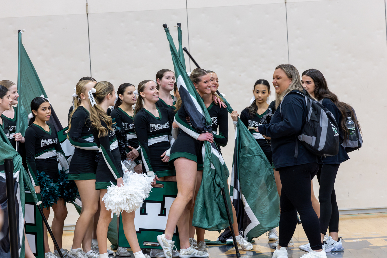 The Westhampton Beach competitive cheer team at Eastport-South Manor on January 25. RON ESPOSITO