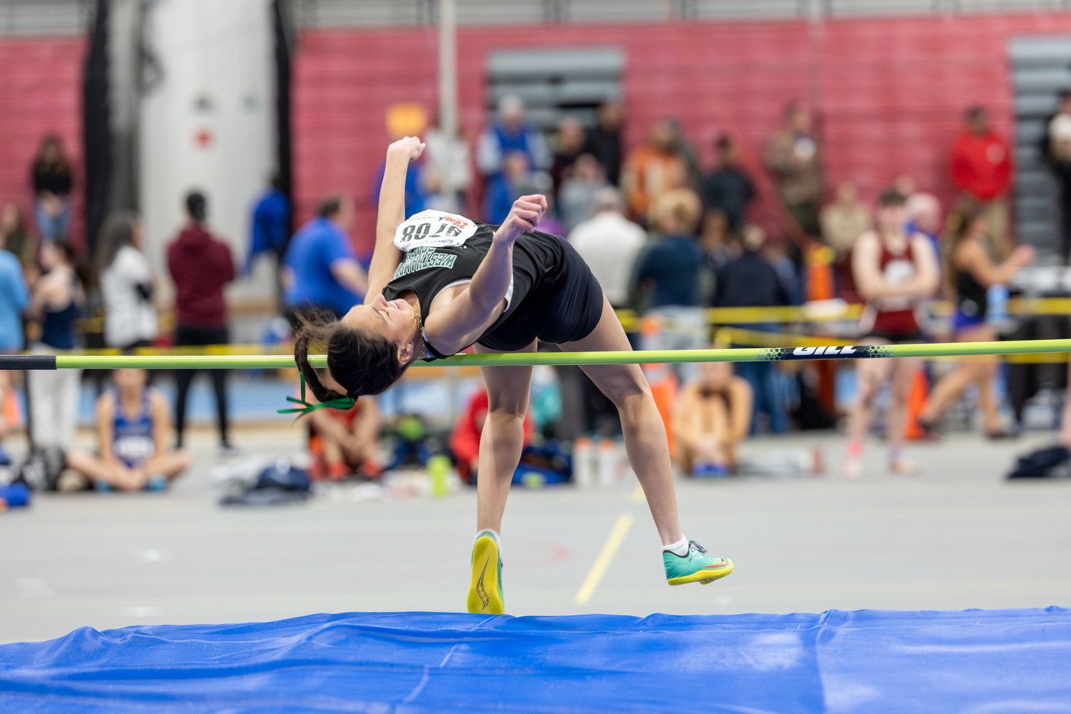 Westhampton Beach senior Mia Valenzuela in the high jump.  RON ESPOSITO