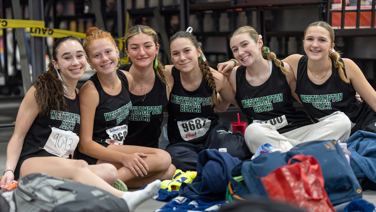 The Westhampton Beach girls at the Small Schools Championship at Suffolk County Community College in Brentwood on Sunday.  RON ESPOSITO