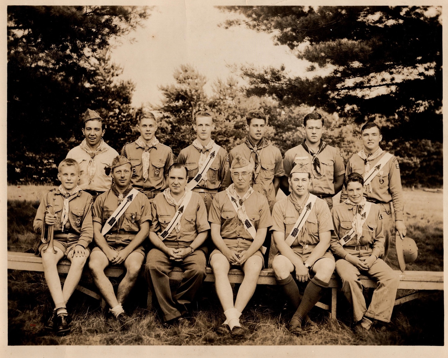 John Strong, front row to the far right, was an avid Boy Scout. COURTESY LARA STRONG