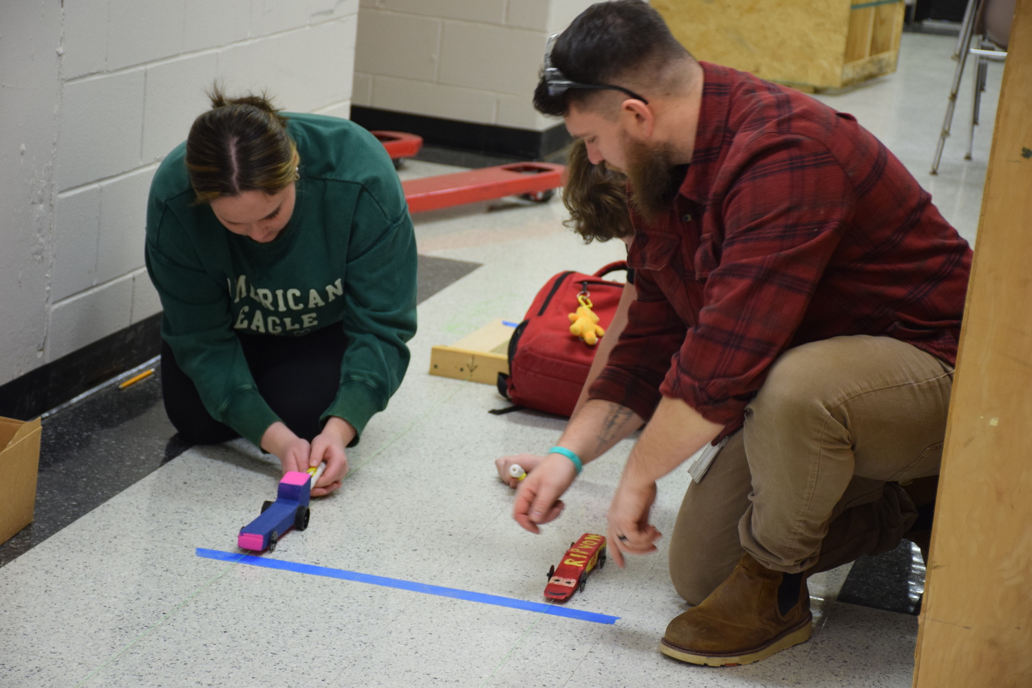 Eighth graders in Pierson Middle School’s PLANT class recently raced their CO2-powered, handmade race cars. COURTESY SAG HARBOR SCHOOL DISTRICT