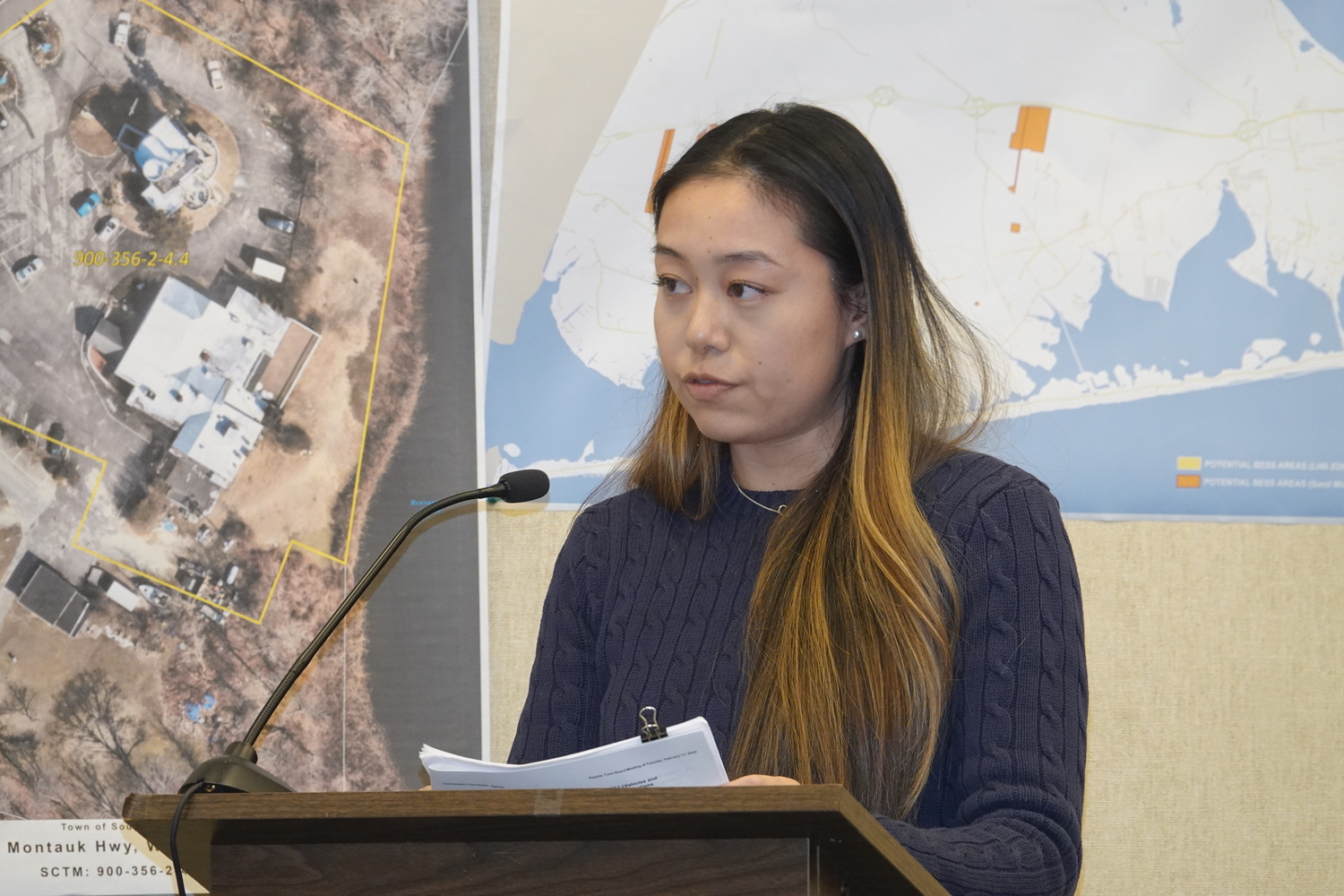 Lucia Yu, who works for a renewable energy company, said that the town's proposed restrictions on BESS facilities would are overly restrictive and would stifle the town's goals of sustainability. MICHAEL WRIGHT