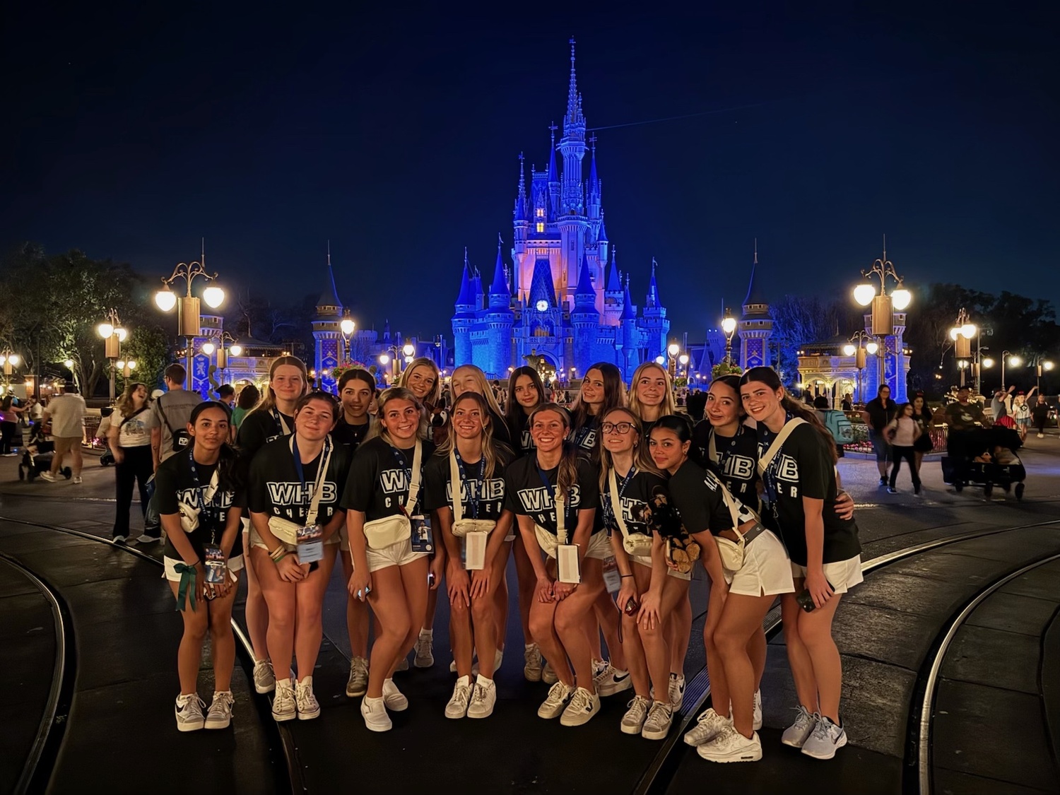 Westhampton Beach's varsity cheerleading team at Universal Orlando Resort for their first national cheer competition. ALEXA BENNETT-ROSMAN