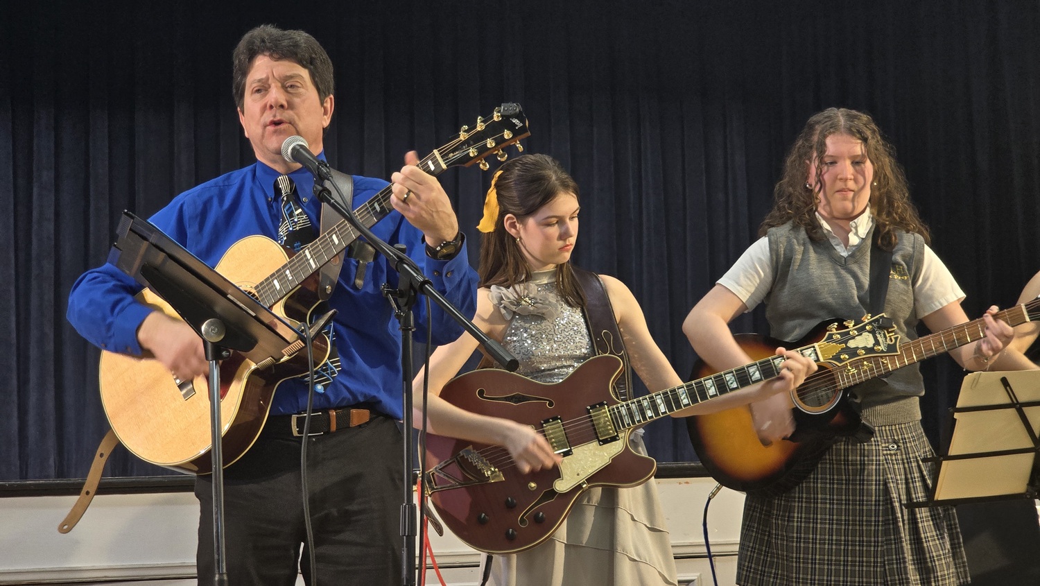 Music Masters Day program took place last week at Our Lady of the Hamptons School, led by teacher Joseph Basar. The students are Francesca Tinghino and Josephine Salinetti. COURTESY OUR LADY OF THE HAMPTONS SCHOOL