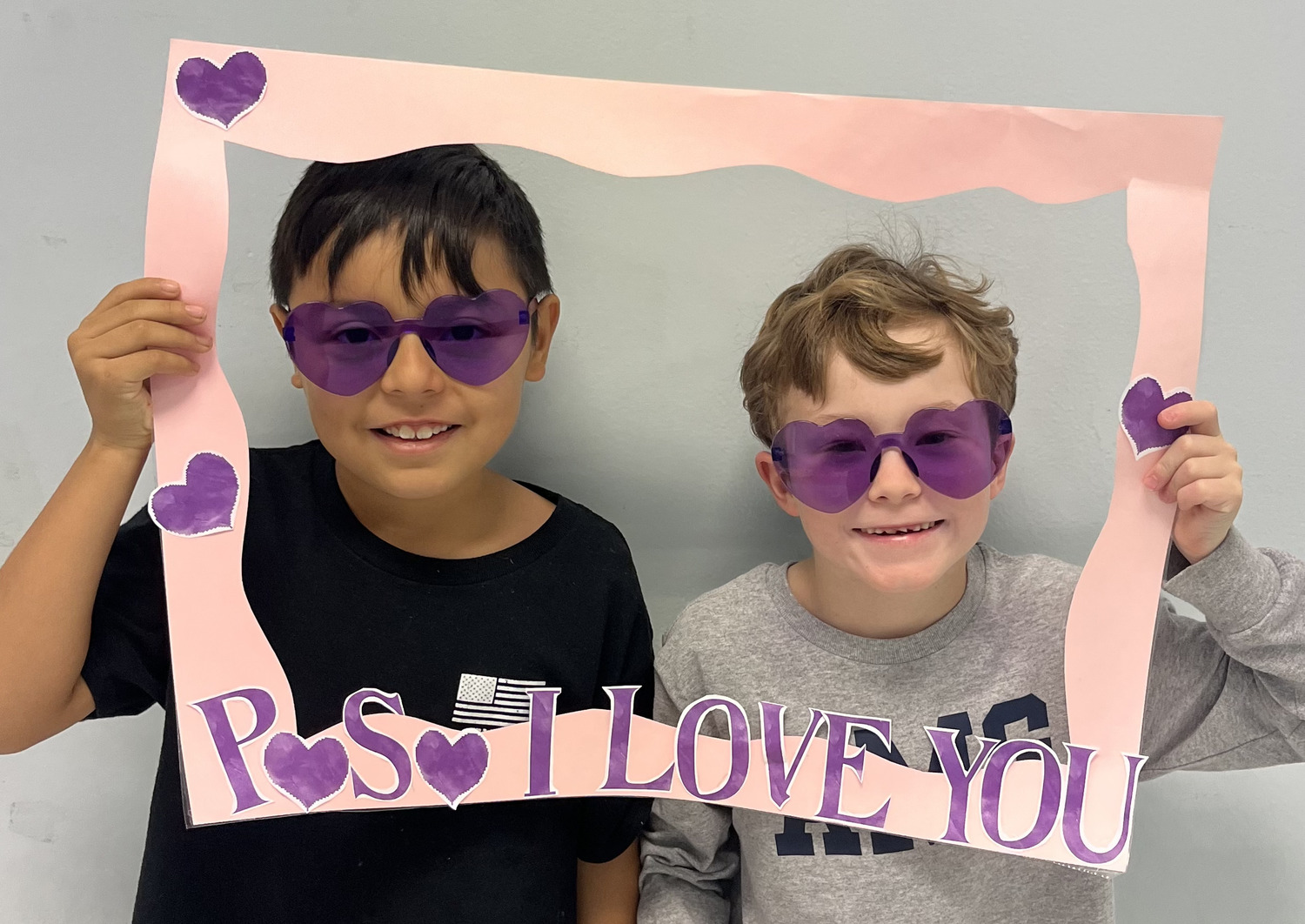 On Friday, February 14, in addition to celebrating Valentine’s Day, students at Amagansett School, including, Aiden Garcia and Quincy Koch, participated in P.S. I Love You Day, which was founded in 2010 by a high school student from West Islip.  This year's theme was A Brighter Tomorrow Begins Today. The goal for the day was for everyone to hear nothing but positive messages that make them feel special, loved, and remind them that you are never alone.  Students and staff wore purple to show support and to create a welcoming environment.  COURTESY AMAGANSETT SCHOOL DISTRICT