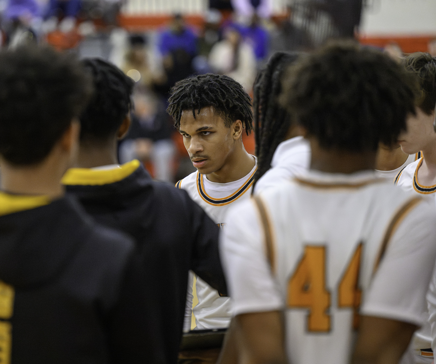 Jai Feaster in the zone during a break in the action.   MARIANNE BARNETT