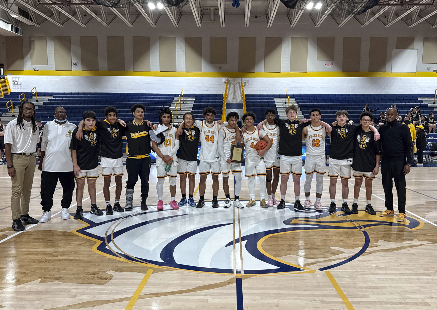 The Bridgehampton boys basketball team defeated St. Pius V, 53-42, to win the Suffolk County Class D Championship at St. Joseph's University in Patchogue on Sunday afternoon.   RON ESPOSITO
