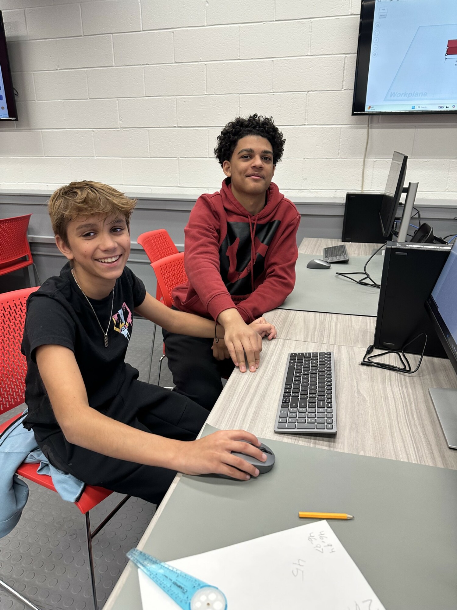 Bridgehampton School Students Chase Chmielewski and Jackson Harding were among the students exploring the STEM lab at Stony Brook University. COURTESY BRIDGEHAMPTON SCHOOL