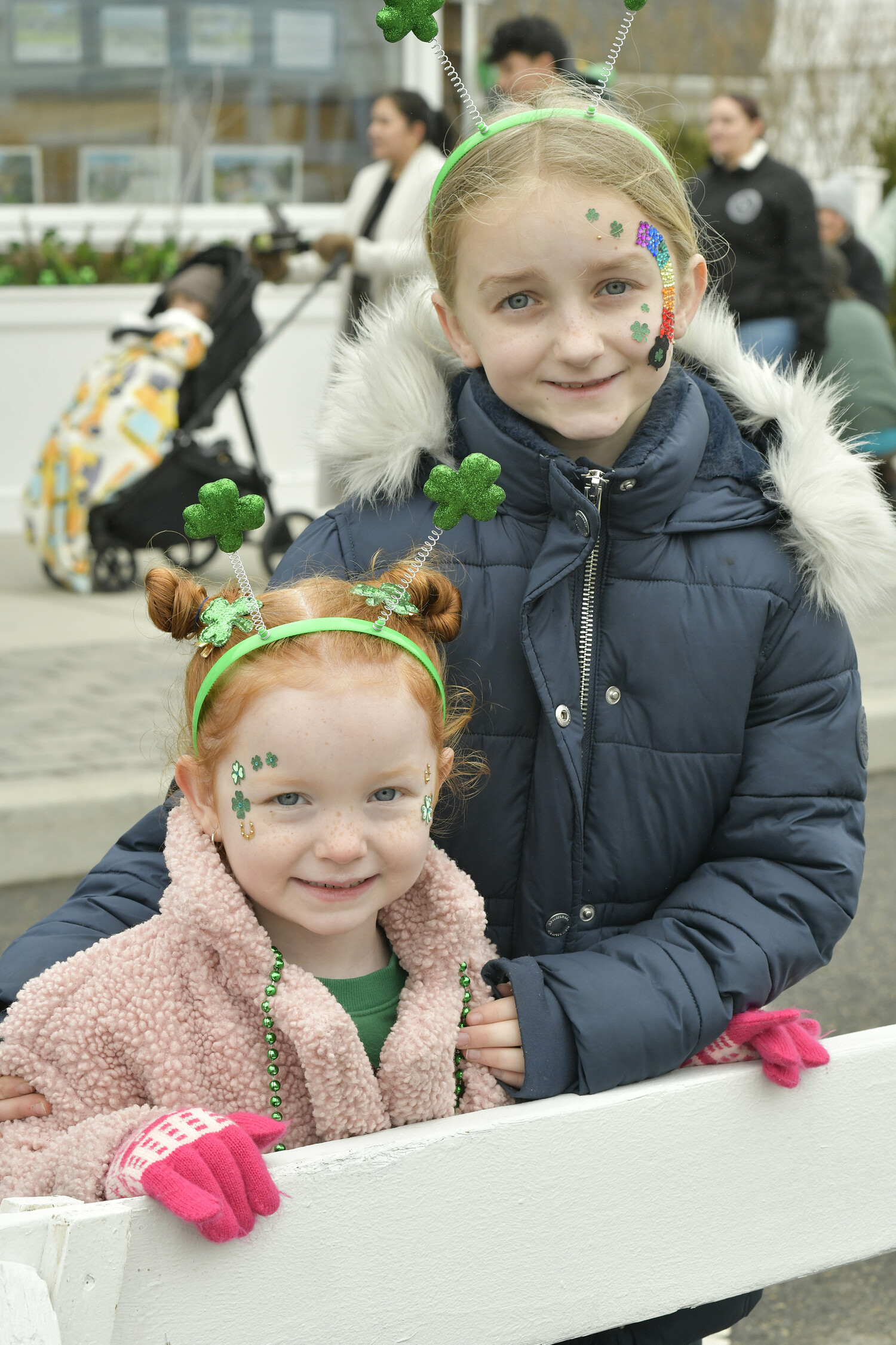 Lacey and Olivia Kearns at the Westhampton Beach St. Patrick's Day Parade on Saturday.  DANA SHAW