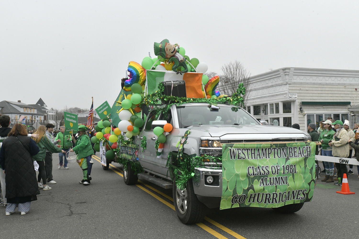 The Westhampton Beach High School Class on 1981 float.  DANA SHAW