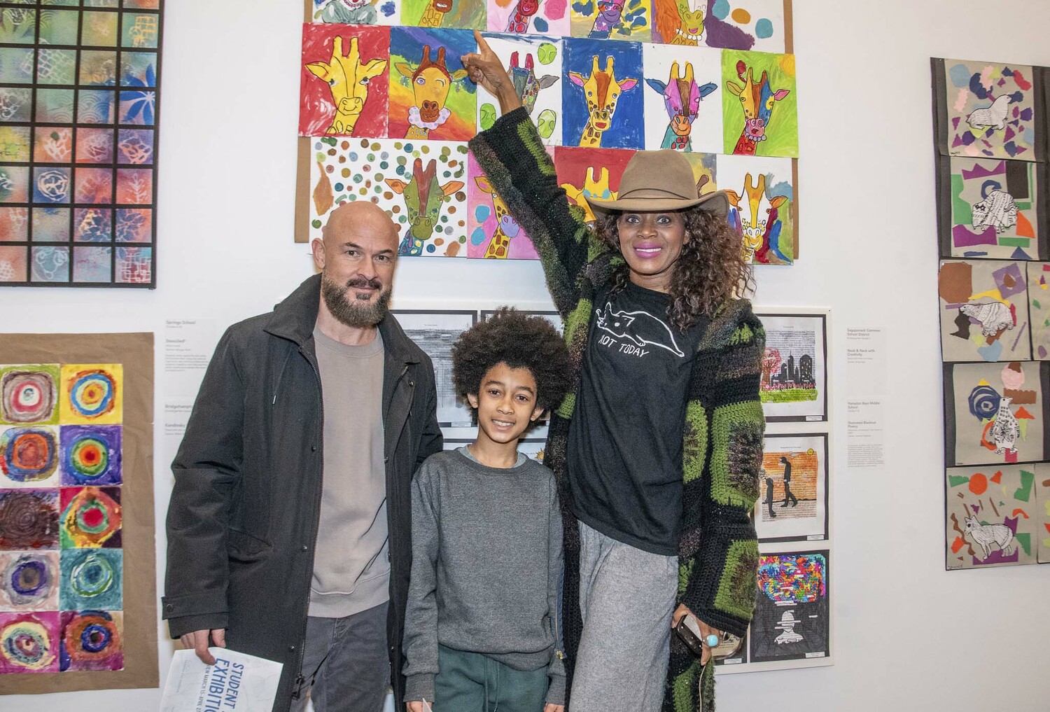 Juan, Luca, and Karen Zeledon  at opening of the Parrish Art Museum's Student Exhibition on Saturday afternoon.  LISA TAMBURINI