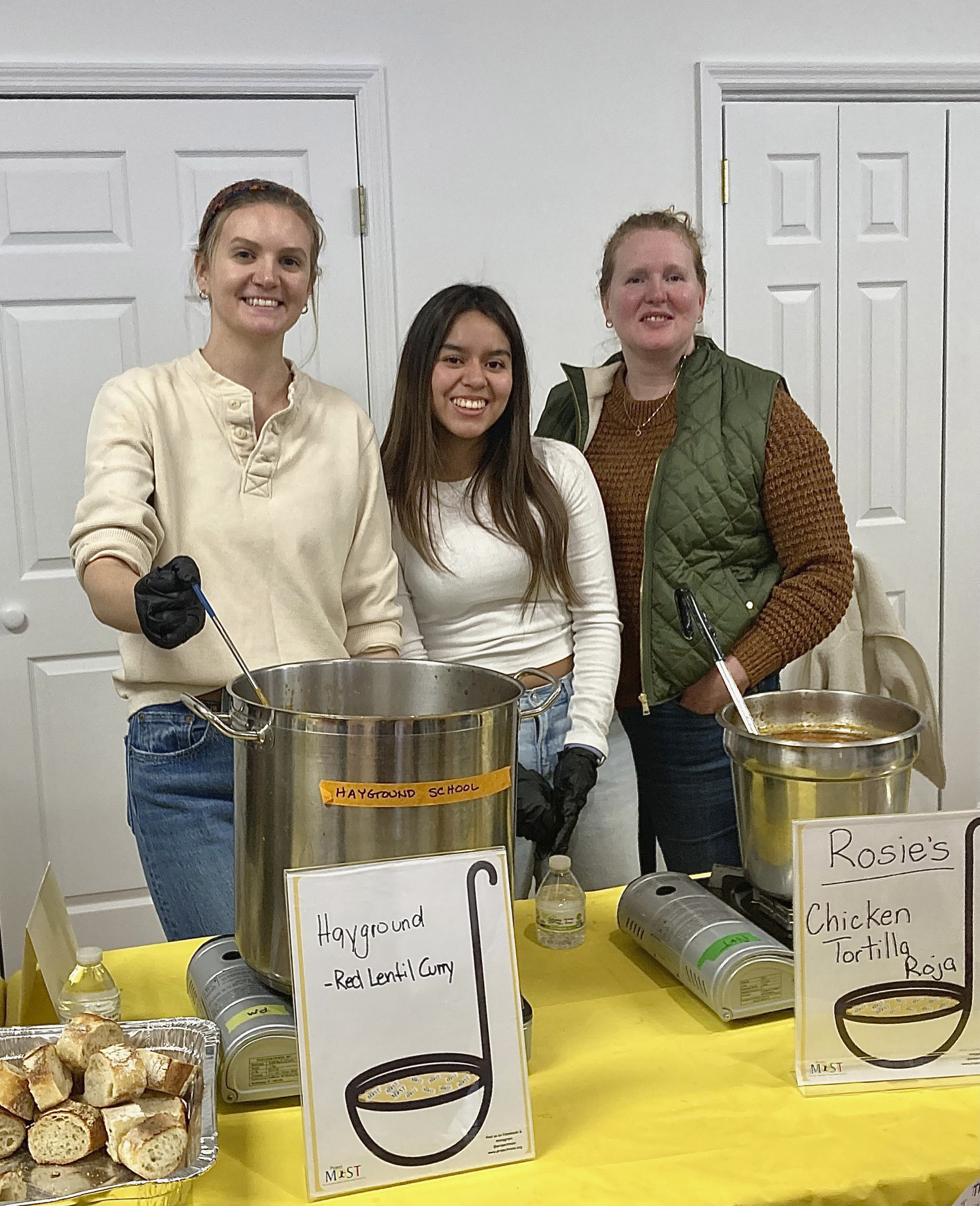 Hannah Holmes, Ashley Moncoyo, and Jenny Ross at Project MOST's Empty Bowl's event on Sunday Amagansett American Legion Post 419. KYRIL BROMLEY